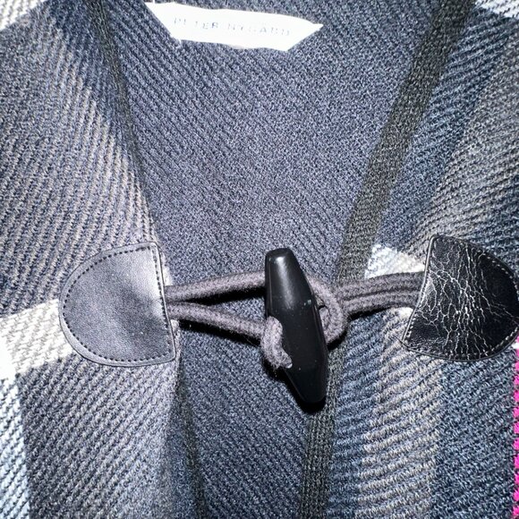 Peter Nygard Womens Plaid Poncho With Toggle Closure Black Pink One Size Fits Mo - Picture 6 of 7